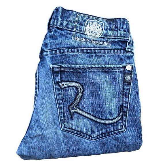 Rock & Republic Embroidered Jeans Size 30 Blue - Picture 1 of 9